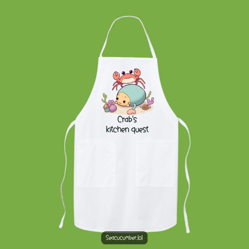 Funny Crab & Sea Cucumber Apron - Quirky Kitchen Wear for Ocean Lovers