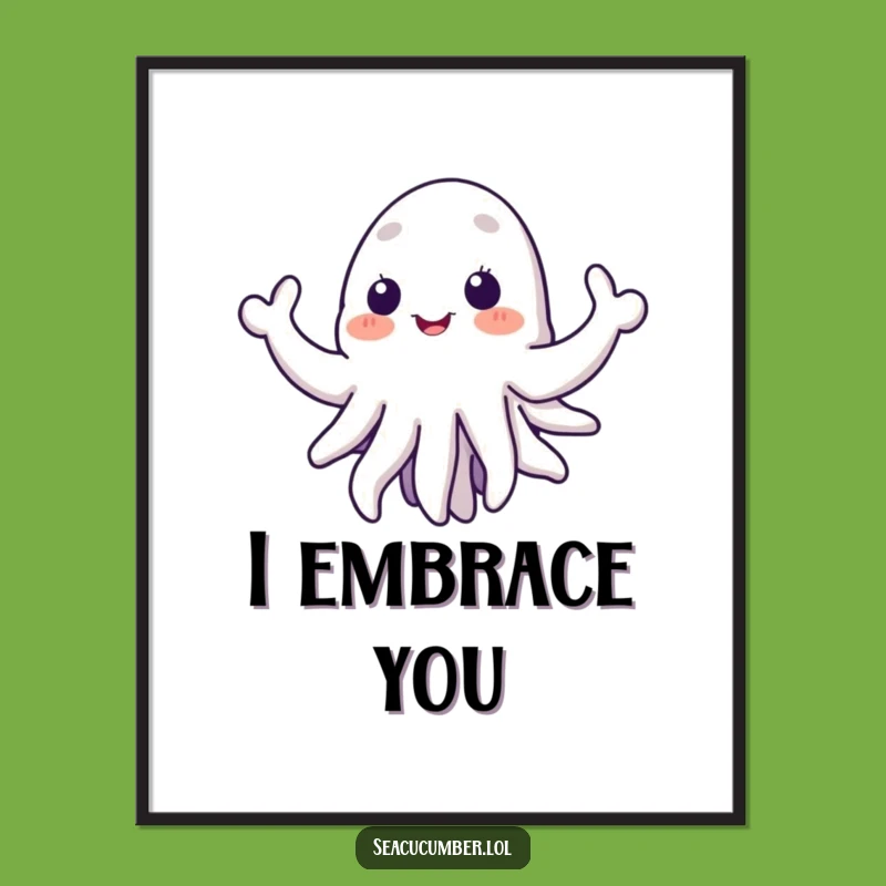 Funny Sea Cucumber Digital Art Print: Welcoming Tentacles For Joyful Decor, Humorous Gift