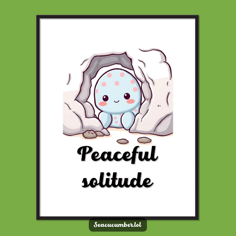 Funny Shy Sea Cucumber Digital Art, Cute Ocean Printable, Instant Funny Gift