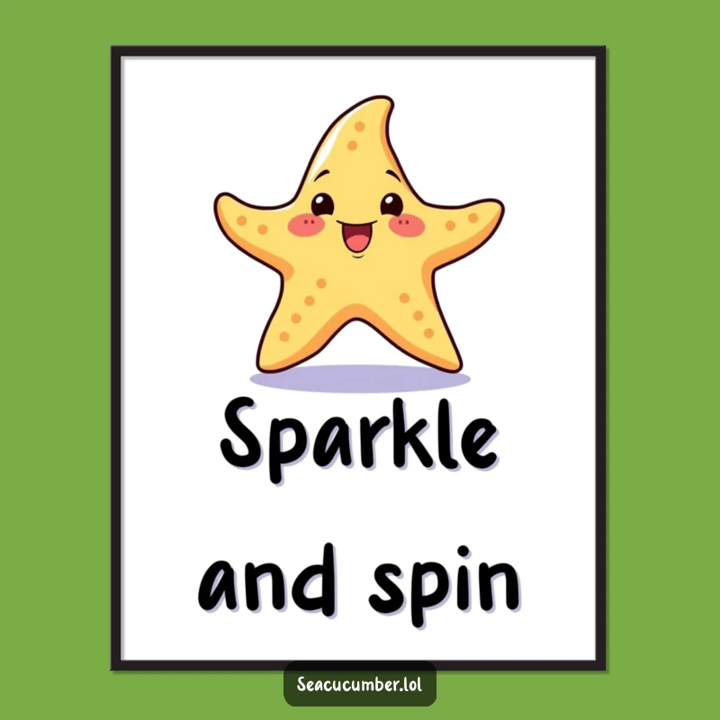 Funny Starfish Spin Digital Art: Printable Excitement, Instant Decor Gift