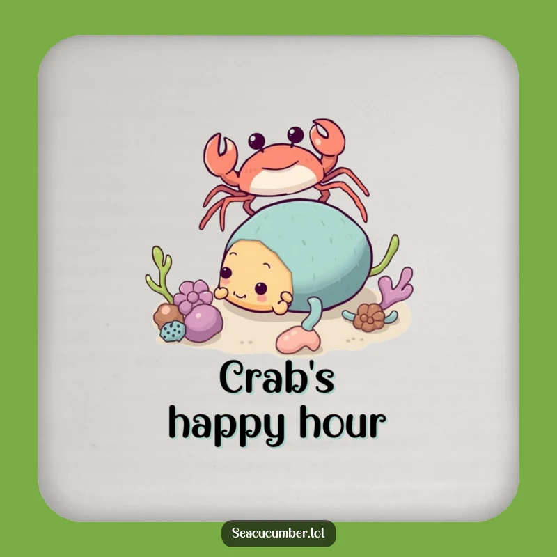 Funny Crab & Sea Cucumber Coaster - Quirky Ocean Drink Protector