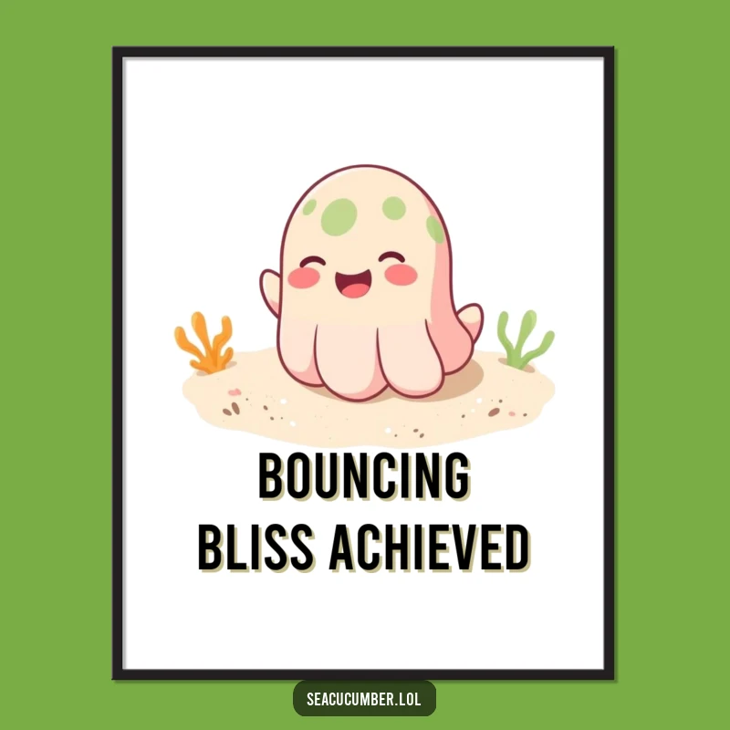 Funny Seacucumber Poster: Bouncing Ocean Art for a Cheerful Space