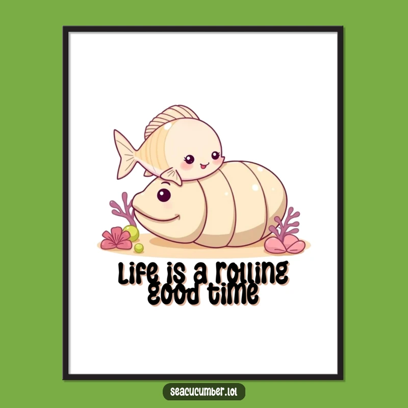 Free Printable Funny Wall Art: Playful Fish Nudging Sea Cucumber, Cute Downloadable Decor