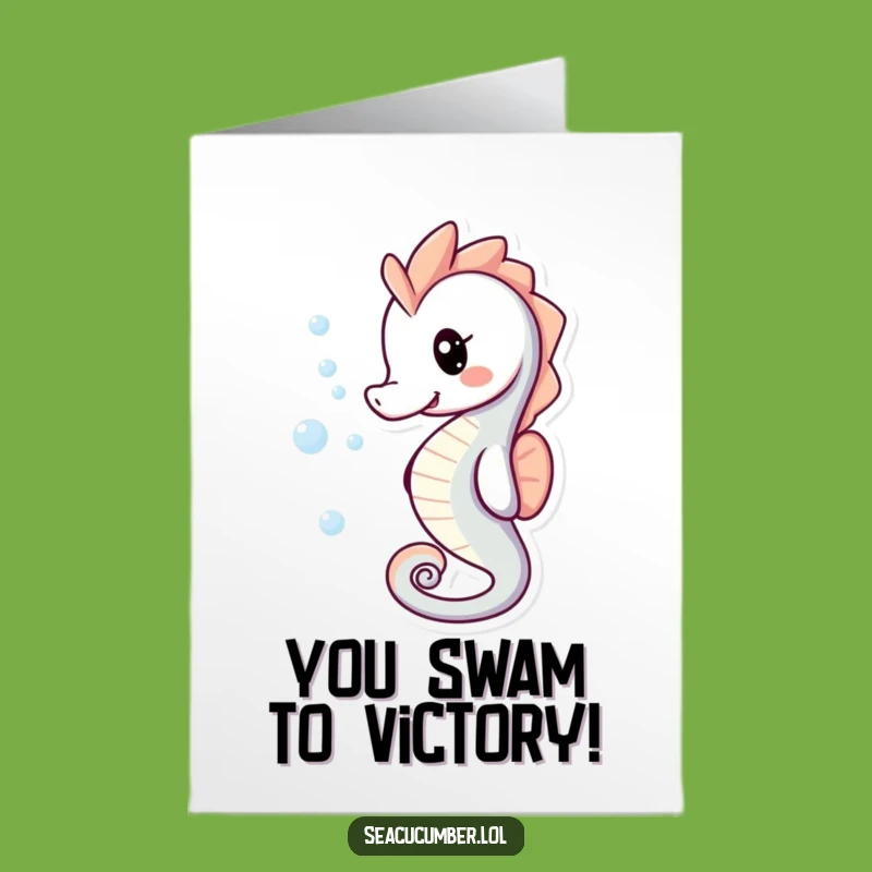 Free Printable Congrats Card: Bubbling Seahorse Cheers for Downloadable Success
