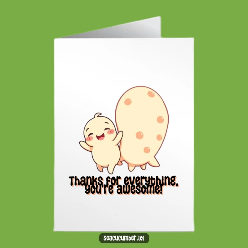 Free Printable Sea Cucumber Thank You Card: Grateful Wiggles Downloadable