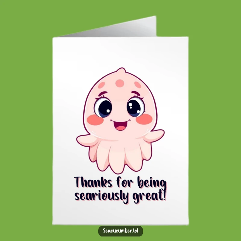 Free Printable Happy Sea Cucumber Thank You Card: Wiggle Downloadable Gift
