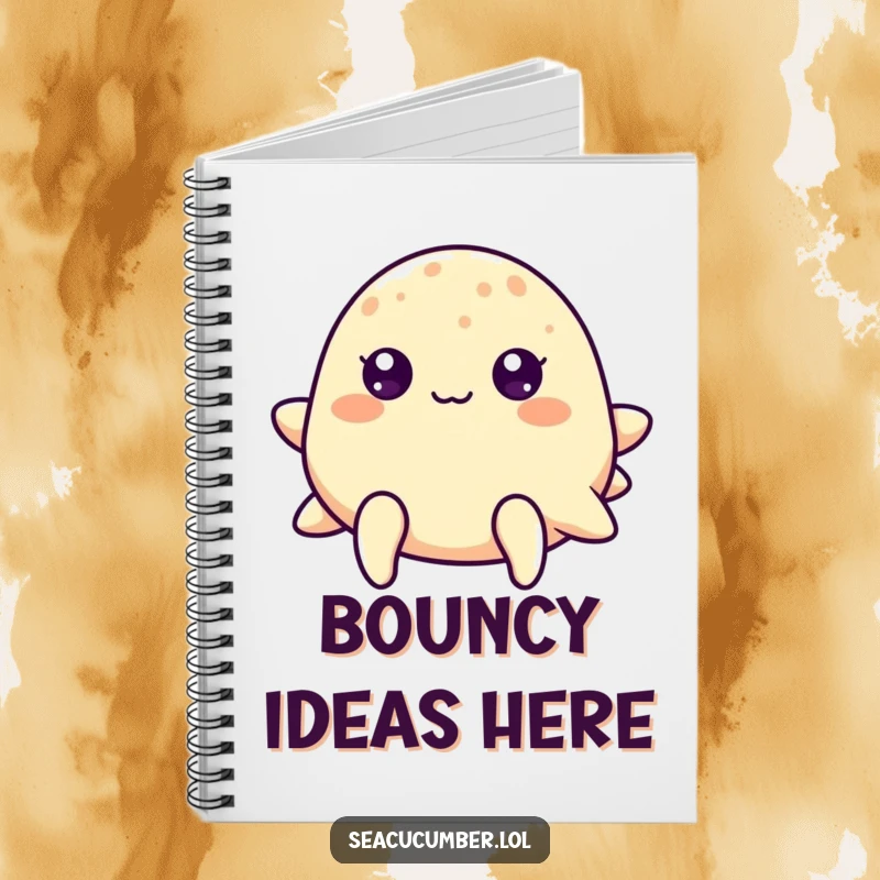 Funny sea cucumber with cheerful dot eyes gently bouncing, a cute and inspiring notebook for everyday use.