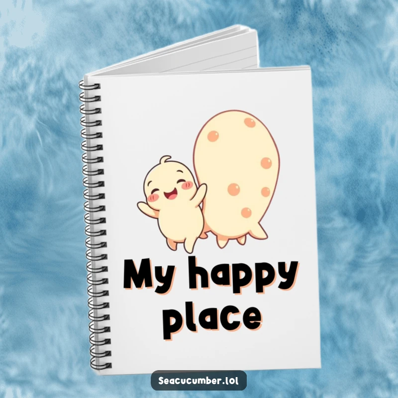 Funny notebook featuring a happy baby seacucumber wiggling with joy next to a larger one, perfect for jotting down happy ideas.