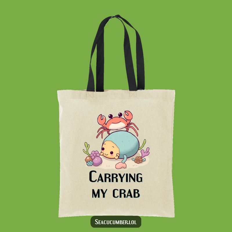 Funny Crab & Sea Cucumber Tote Bag - Quirky Ocean Carry-All