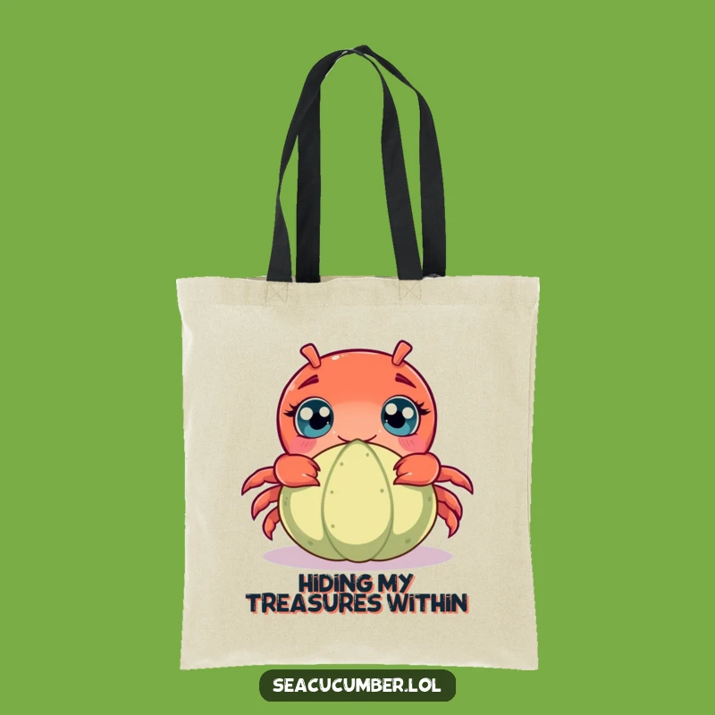 Funny Curious Crab Tote Bag: Stylish Ocean Peeker for a Humorous Everyday Gift